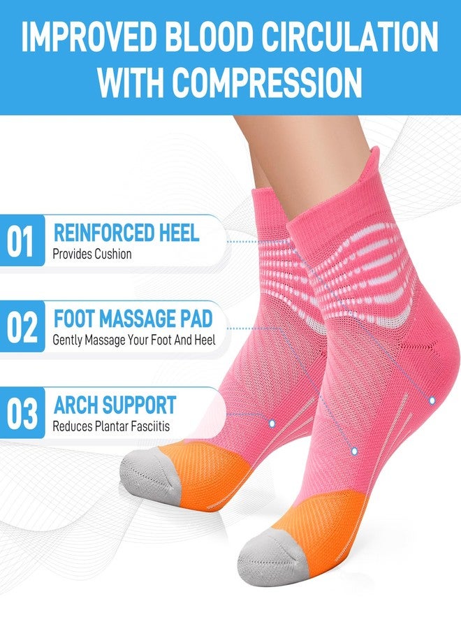 IRAMY Compression Ankle Support Socks Women Coolmax Wicking Cushioned Athletic Plantar Fasciitis Relief 2/3/4 Pairs, Pink+purple+blue-3 Packs, M - Image 4
