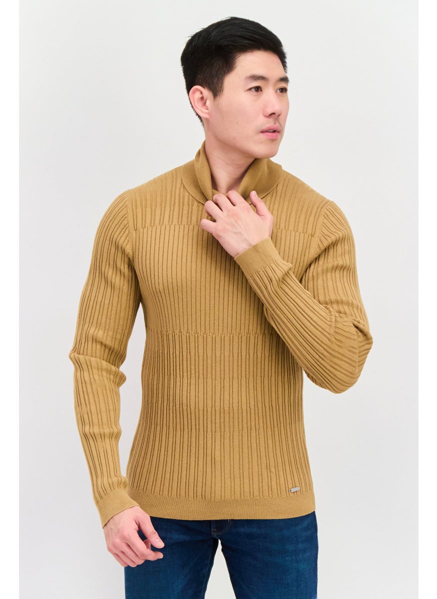 Men Turtle Neck Ribbed Sweatshirt, Tan - pzsku/Z864D67498188A9B32C46Z/45/_/1737643030/6c85ff94-5070-458e-aaf2-0fb5adfb688e