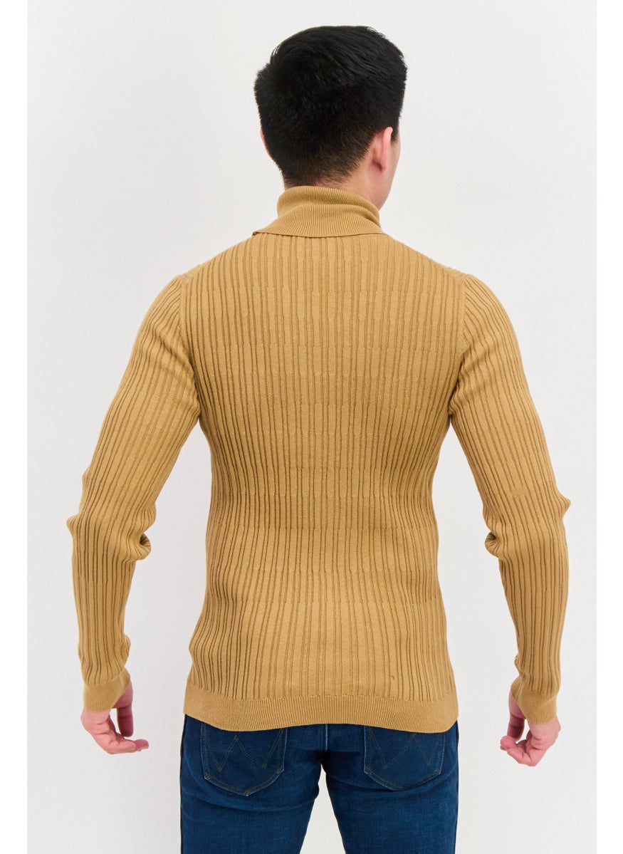 Men Turtle Neck Ribbed Sweatshirt, Tan - pzsku/Z864D67498188A9B32C46Z/45/_/1737643036/3360dc0c-e41d-4ce0-8865-89caa2ecebfe