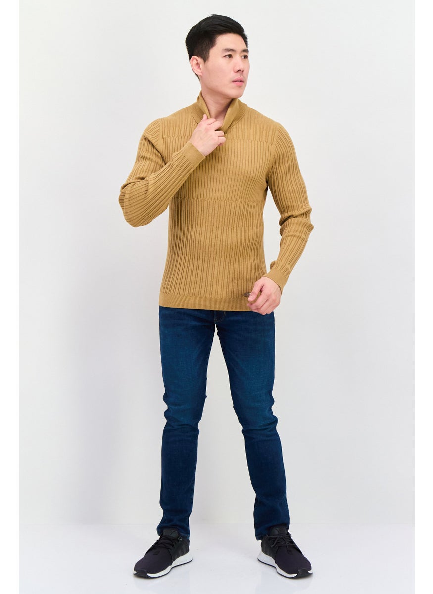 Men Turtle Neck Ribbed Sweatshirt, Tan - pzsku/Z864D67498188A9B32C46Z/45/_/1737643038/190ce19a-92b4-4190-bdc7-68a3b101d386