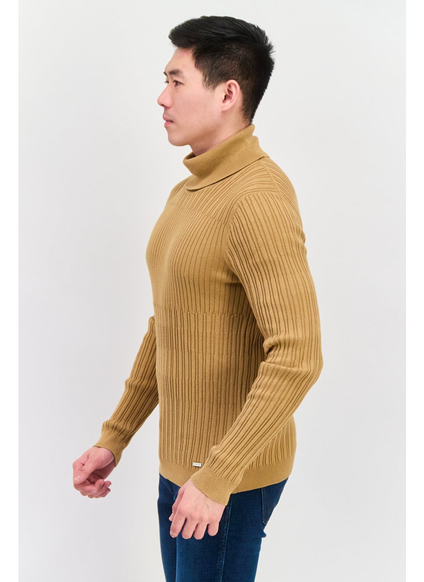 Men Turtle Neck Ribbed Sweatshirt, Tan - pzsku/Z864D67498188A9B32C46Z/45/_/1737643041/79d2a6f1-0cd3-49e5-926f-77e4b6260d37