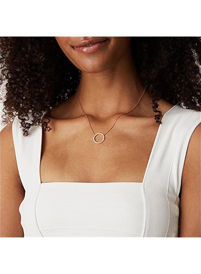 PAVOI 14K Gold Plated Circle CZ Solitaire Necklace | Elegant Bezel Pendant | Dainty Cubic Zirconia Halo Choker Necklaces for Women - Image 4