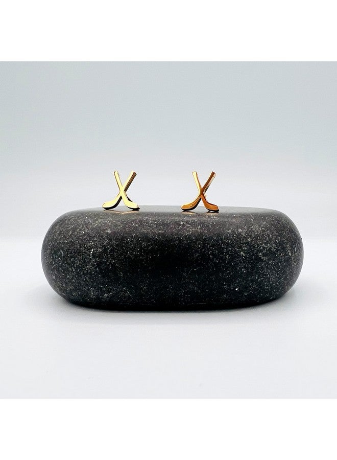 Mall of Style Ice Hockey Accessories For Moms - Ice Hockey Earrings - Steel Hockey Studs (Ice Hockey - Gold) - Image 3