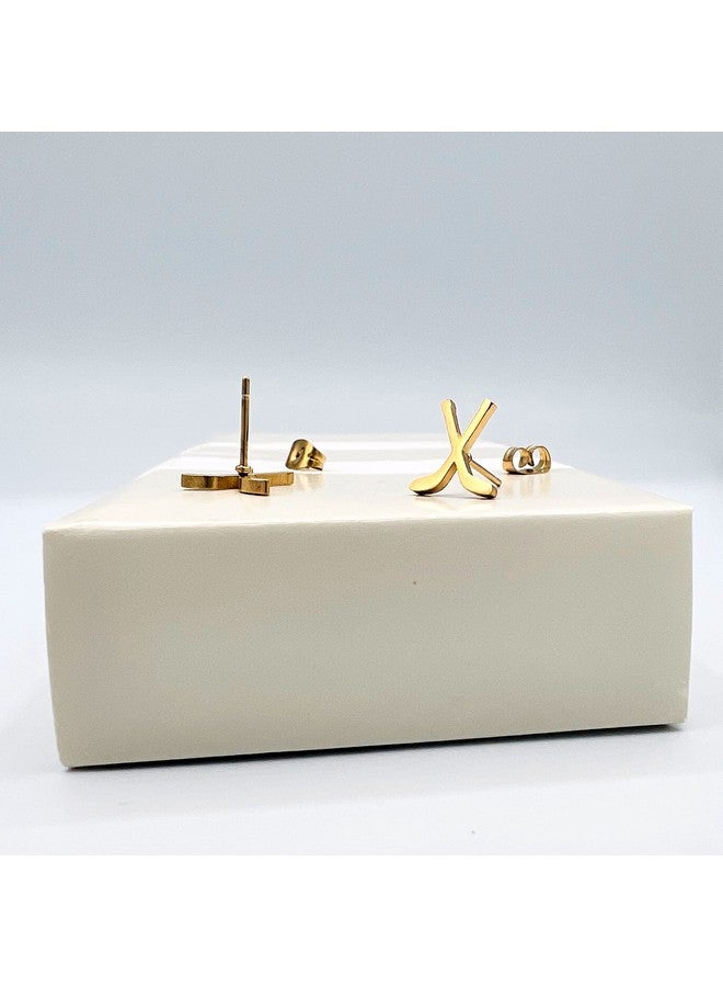 Mall of Style Ice Hockey Accessories For Moms - Ice Hockey Earrings - Steel Hockey Studs (Ice Hockey - Gold) - Image 5