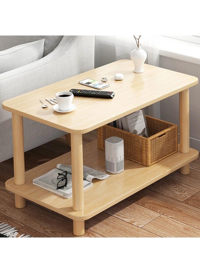 جيجيرو طاولة نهاية لغرفة المعيشة، طاولة أريكة، طاولة قهوة من طبقتين مع رف تخزين، أرجل طاولة من الخشب الصلب وسطح من الرخام الصناعي، طاولة مركزية حديثة لغرفة المعيشة سهلة التجميع (60 * 30 * 53 سم) - Image 1