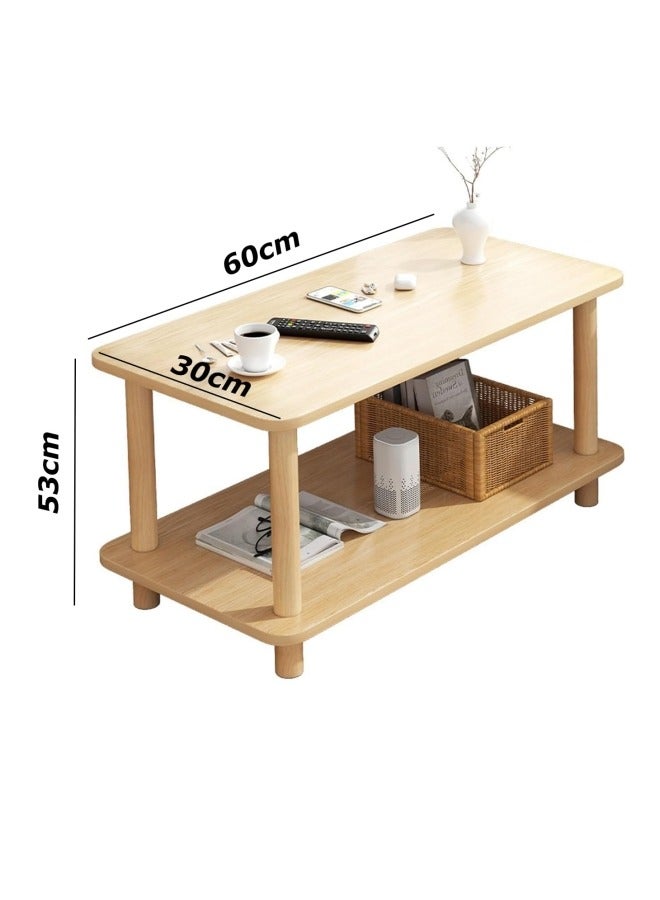 جيجيرو طاولة نهاية لغرفة المعيشة، طاولة أريكة، طاولة قهوة من طبقتين مع رف تخزين، أرجل طاولة من الخشب الصلب وسطح من الرخام الصناعي، طاولة مركزية حديثة لغرفة المعيشة سهلة التجميع (60 * 30 * 53 سم) - Image 2
