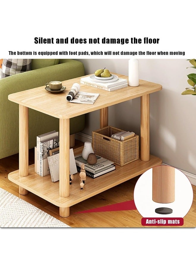 جيجيرو طاولة نهاية لغرفة المعيشة، طاولة أريكة، طاولة قهوة من طبقتين مع رف تخزين، أرجل طاولة من الخشب الصلب وسطح من الرخام الصناعي، طاولة مركزية حديثة لغرفة المعيشة سهلة التجميع (60 * 30 * 53 سم) - Image 3