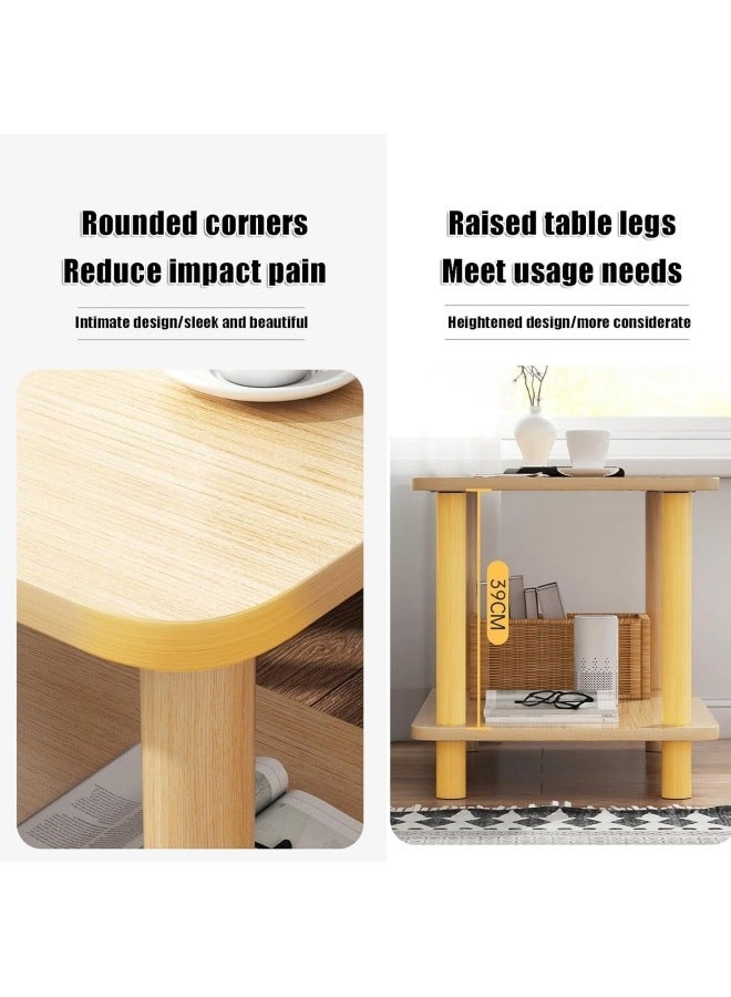 جيجيرو طاولة نهاية لغرفة المعيشة، طاولة أريكة، طاولة قهوة من طبقتين مع رف تخزين، أرجل طاولة من الخشب الصلب وسطح من الرخام الصناعي، طاولة مركزية حديثة لغرفة المعيشة سهلة التجميع (60 * 30 * 53 سم) - Image 5