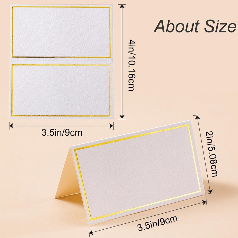 Toncoo 60Pcs Premium Place Cards, Small Table Cards with Gold Foil Border, 2" x 3.5" Tent Card, Escort Card, Name Card, Wedding Place Cards for Wedding, Table, Dinner Parties, Seating Cards - Image 2