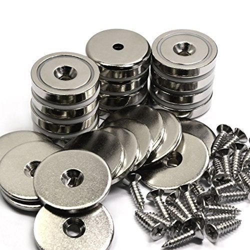CMS Magnetics® - (12 Ct) Neodymium Cup Magnets (1.26” Dia w/ #10 Countersunk Hole), 88 lb Holding Power, Magnetic Round Bases, Reinforced Magnets, Includes Matching Strikers & Screws - Image 3