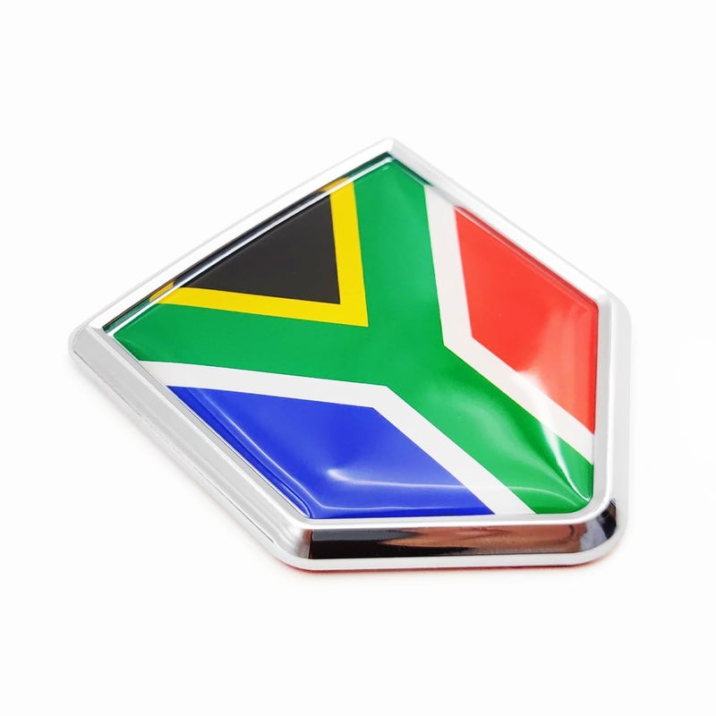 Overdecor South Africa Flag Decal Stickers Car Emblem South African Car Accessories Decorations Chrome Shield Flag Sticker Decals for Cars Truck Vehicles 2 Pack