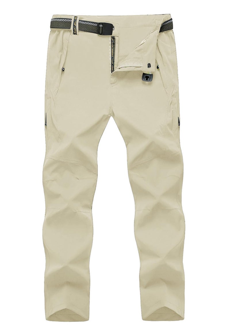 TBMPOY Mens Lightweight Hiking Pants Quick Dry Mountain Fishing Camping Travel Outdoor Pants Thin Creamy White M