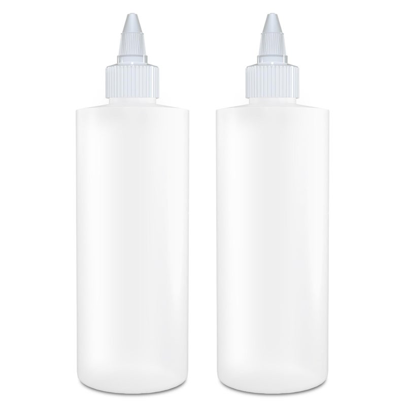 BRIGHTFROM Twist Top Applicator Bottles, Squeeze 8 OZ Empty Plastic Bottles, Refillable, Open/Close Nozzle - Hair Coloring/Multi Purpose (Pack of 2) - Image 1