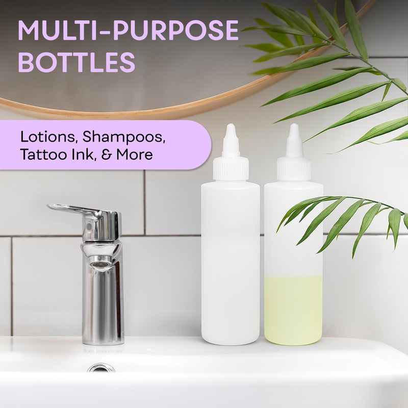 BRIGHTFROM Twist Top Applicator Bottles, Squeeze 8 OZ Empty Plastic Bottles, Refillable, Open/Close Nozzle - Hair Coloring/Multi Purpose (Pack of 2) - Image 4