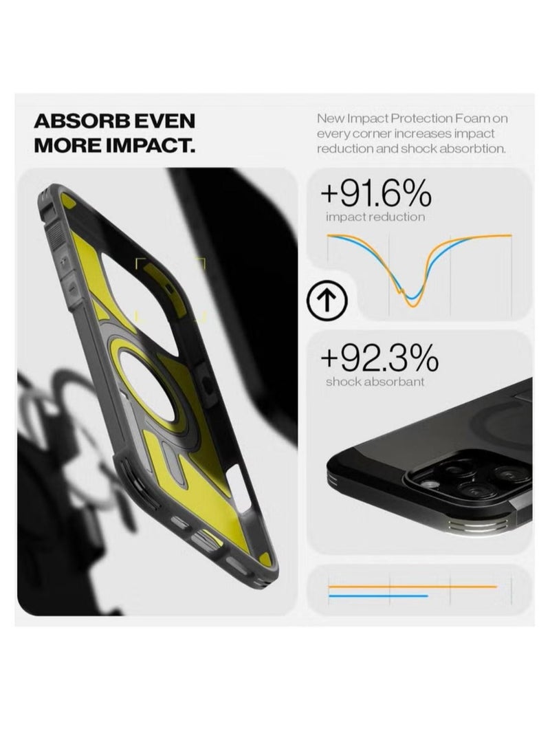 سبايجن غطاء حماية Tough Armor MagFit AI لهاتف iPhone 16 Pro Max مع حامل (2024) - أسود فاتح - Image 5