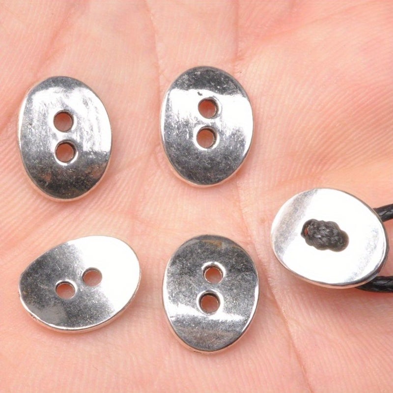 20pcs Antique Silvery Oval Clasp Woven Alloy Button Retro DIY Spacer Beaded Bracelet Necklace Jewelry Making - Image 2