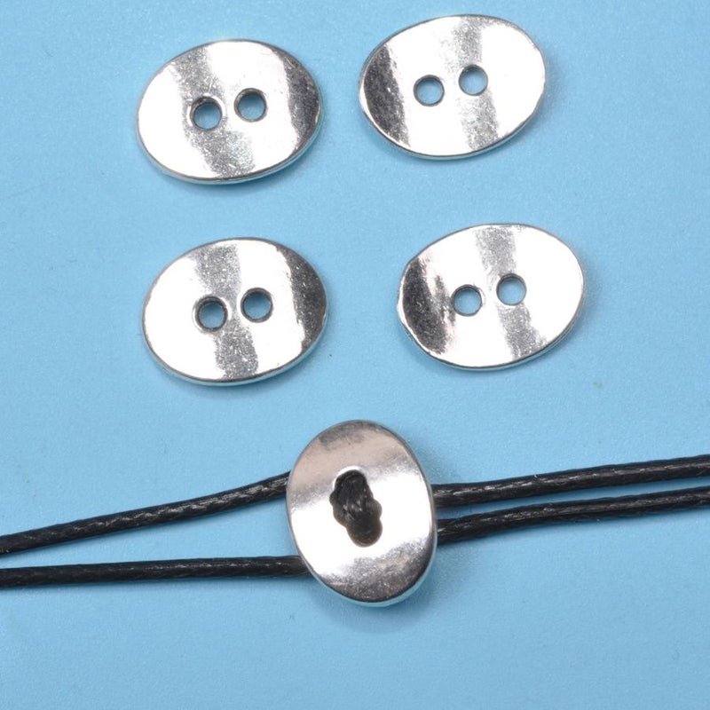 20pcs Antique Silvery Oval Clasp Woven Alloy Button Retro DIY Spacer Beaded Bracelet Necklace Jewelry Making - Image 1