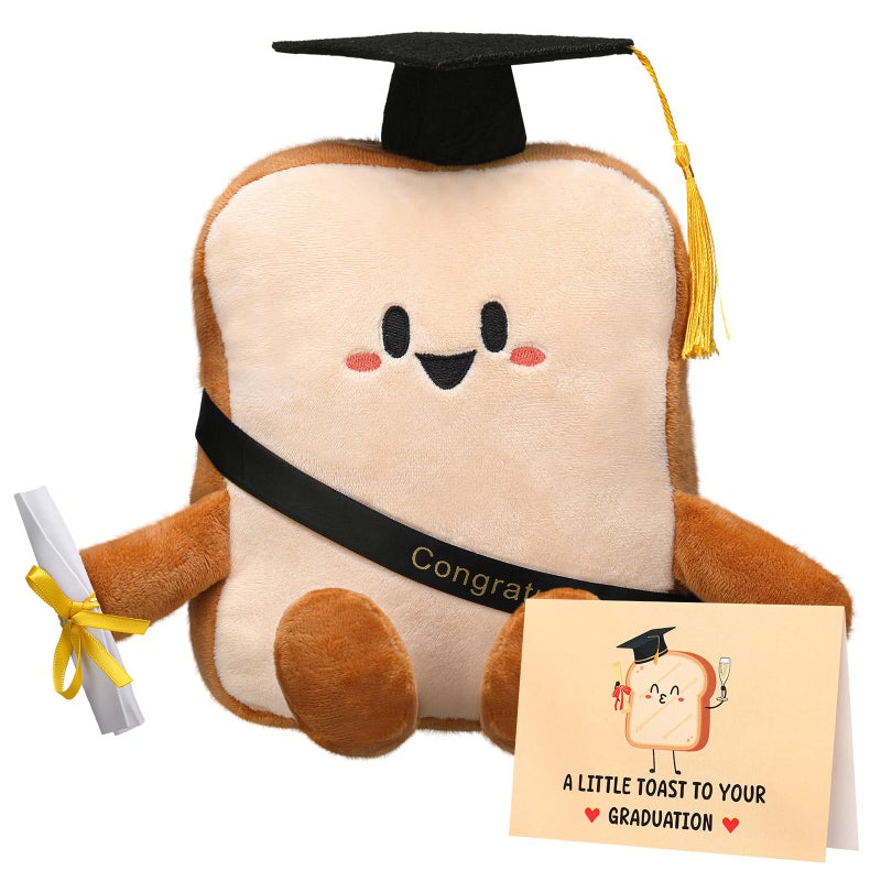 Blueweenly 2026 Graduation Gift Toast Bread Funny Graduation Decoration 1181 Inch Toast Stuffed with Grad Cap Graduate Party Favor with Congratulation Cards for Women Men Doctoral Degree - Image 3