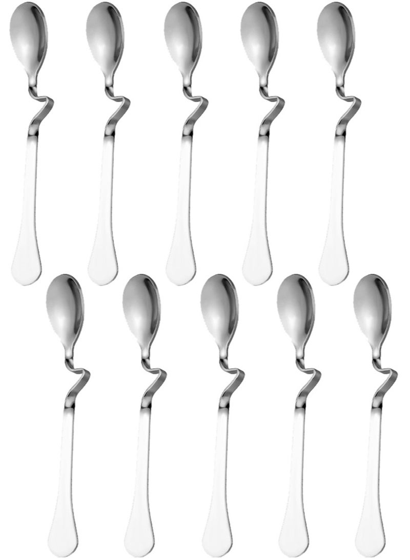 NUACOS 10 Pieces Stainless Steel Spoons, Jar Spoons, Jam Spoon, Latte Macchiato Spoon Tea Spoons, Long Drink Spoon with Kink, Hygienic Hanging Cup Design, Dishwasher Safe - Image 1