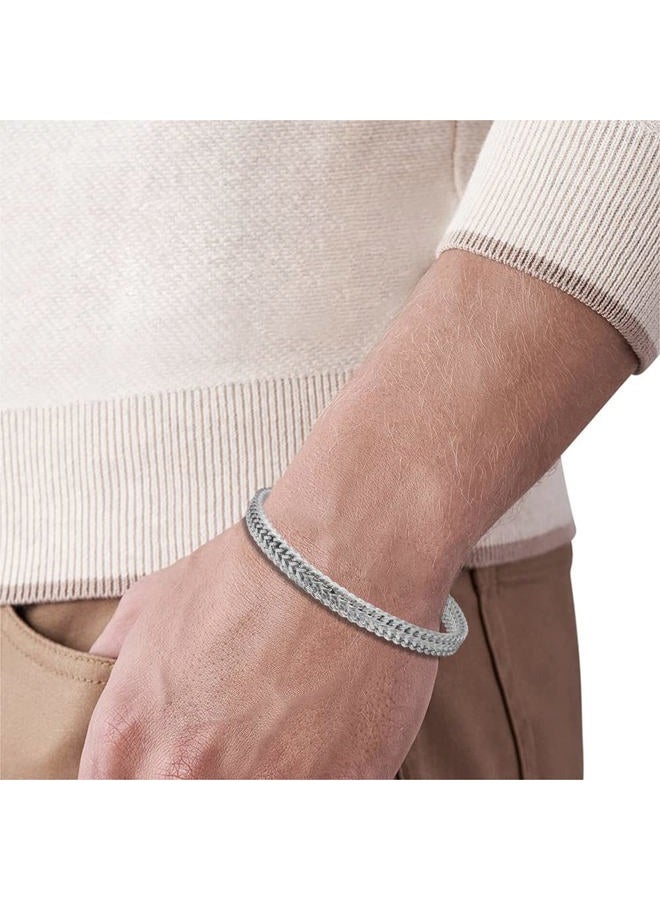 Geoffrey Beene Men's Stainless Steel Double Franco Chain Bracelet with Extension (Silver, 9.5") - Image 5