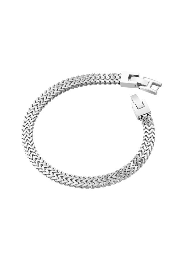 Geoffrey Beene Men's Stainless Steel Double Franco Chain Bracelet with Extension (Silver, 9.5") - Image 3