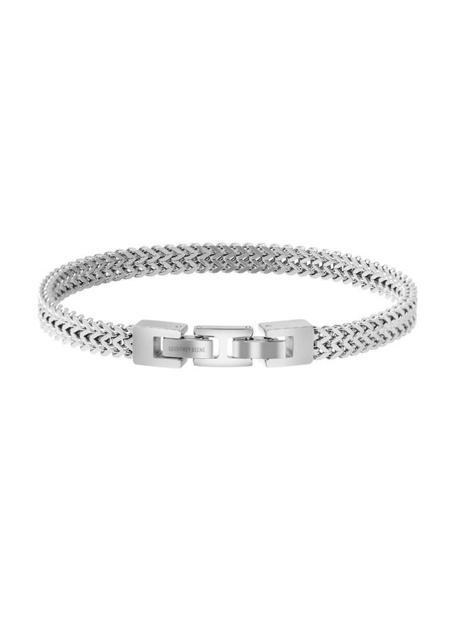 Geoffrey Beene Men's Stainless Steel Double Franco Chain Bracelet with Extension (Silver, 9.5") - Image 2