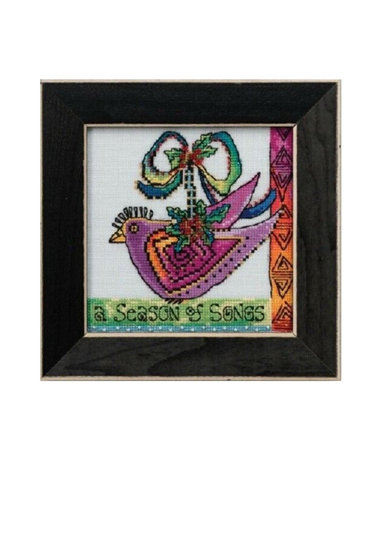 Cross Counted Cross Stitch Kit 5.5in x 5.5in Christmas Purple Dove - Image 1