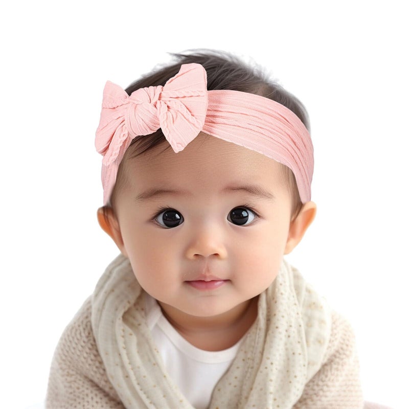2Pcs Adjustable Nylon Hair Bows For Babies And Kids In Pink And Khaki - Image 5
