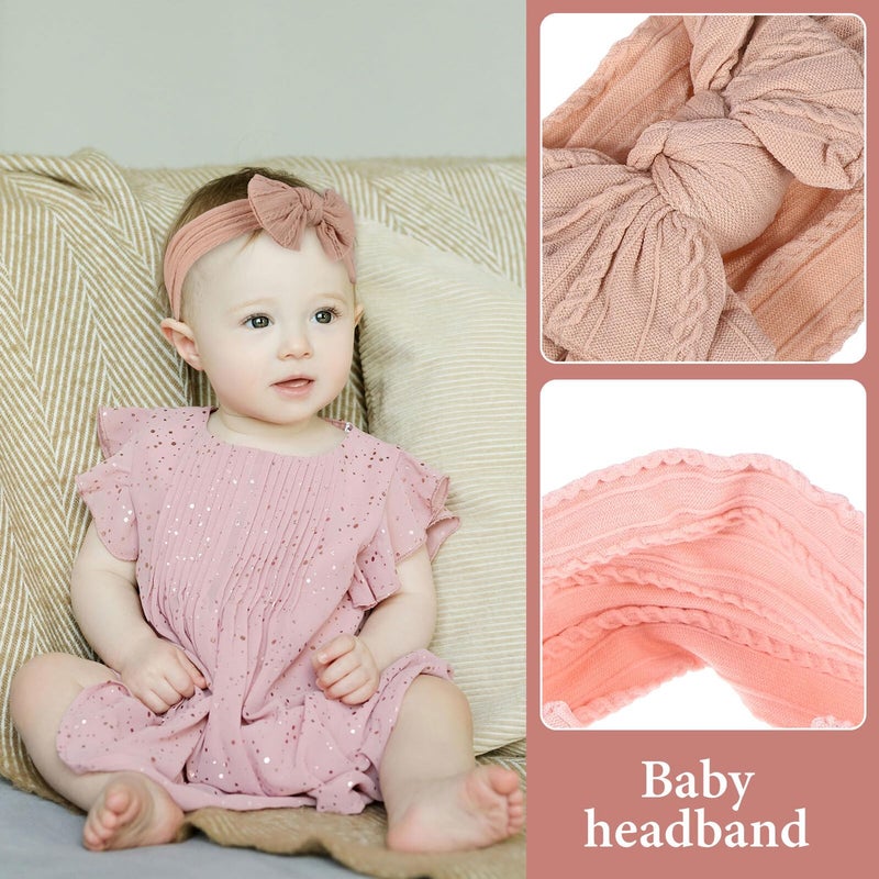 2Pcs Adjustable Nylon Hair Bows For Babies And Kids In Pink And Khaki - Image 4