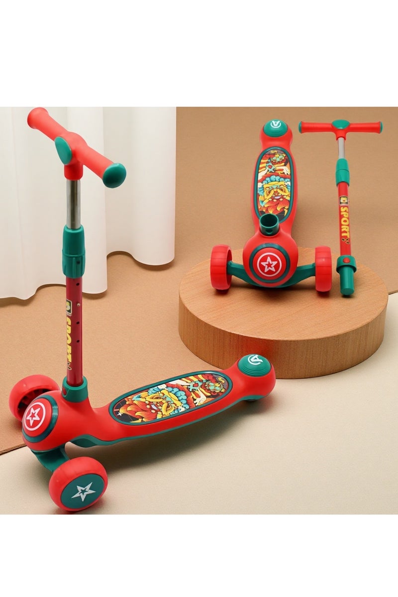 إيزي فيتشور سكوتر إيزي فيوتشر للأطفال بمقبض قابل للطي وتعديل الارتفاع وعجلات بولي يوريثان LED وفرامل خلفية وموسيقى للأطفال من عمر 3 إلى 8 سنوات - Image 1