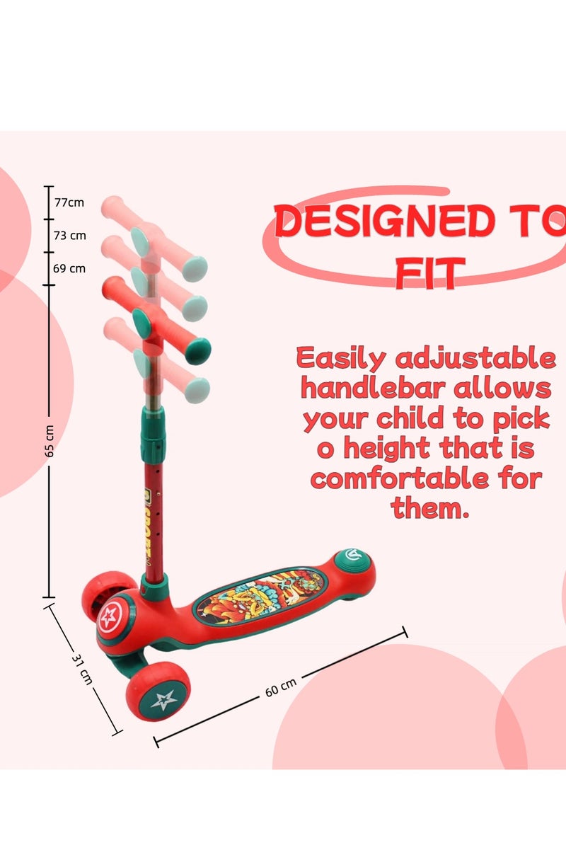 إيزي فيتشور سكوتر إيزي فيوتشر للأطفال بمقبض قابل للطي وتعديل الارتفاع وعجلات بولي يوريثان LED وفرامل خلفية وموسيقى للأطفال من عمر 3 إلى 8 سنوات - Image 4