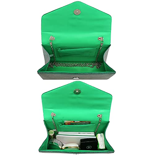 Dasein Women's Evening Bag Party Clutches Wedding Purses Cocktail Prom Handbags with Frosted Glittering (Green) - Image 5