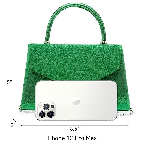 Dasein Women's Evening Bag Party Clutches Wedding Purses Cocktail Prom Handbags with Frosted Glittering (Green) - Image 4