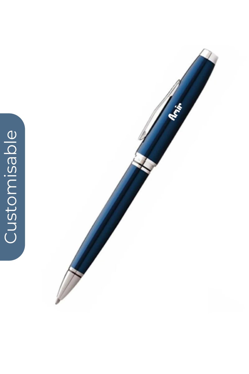 Cross Personalised Cross Coventry Blue Lacquer with Polished Chrome Appointments Ballpoint Pen - Image 1