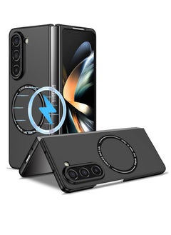 Rugged Shockproof Case for Samsung Galaxy Z Fold 5 , Compatible with MagSafe Wireless Charger, Ultra Protective Cover for Galaxy Z Fold5 5G in Black