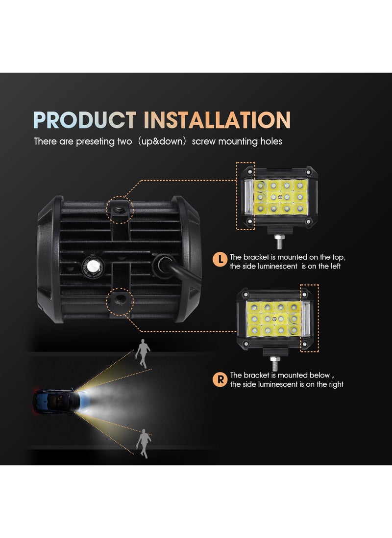Auxbeam Auxbeam 4" Side Shooter LED Pods 19W 2Pcs LED Light Bar Off Road Light Pods with 19pcs * 1w Led Chips Spot Flood Combom Beam (Pack of 2)  - Image 3