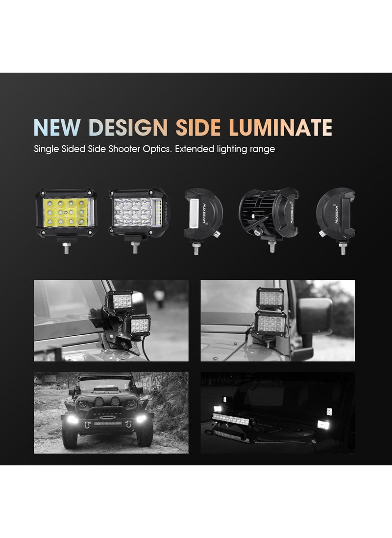 Auxbeam Auxbeam 4" Side Shooter LED Pods 19W 2Pcs LED Light Bar Off Road Light Pods with 19pcs * 1w Led Chips Spot Flood Combom Beam (Pack of 2)  - Image 5