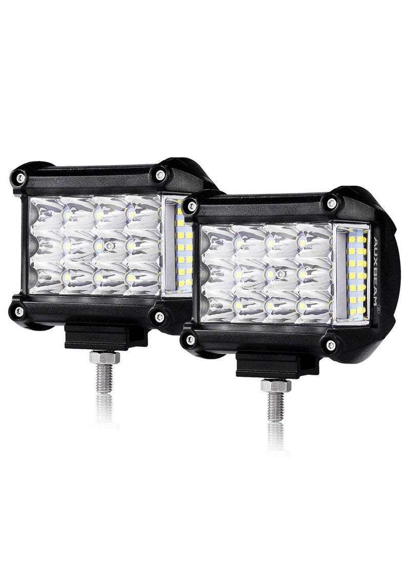 Auxbeam Auxbeam 4" Side Shooter LED Pods 19W 2Pcs LED Light Bar Off Road Light Pods with 19pcs * 1w Led Chips Spot Flood Combom Beam (Pack of 2)  - Image 1