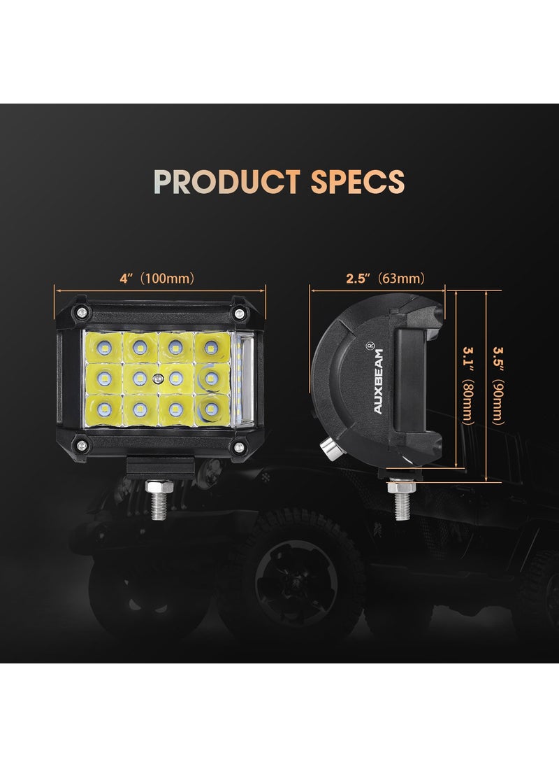 Auxbeam Auxbeam 4" Side Shooter LED Pods 19W 2Pcs LED Light Bar Off Road Light Pods with 19pcs * 1w Led Chips Spot Flood Combom Beam (Pack of 2)  - Image 2