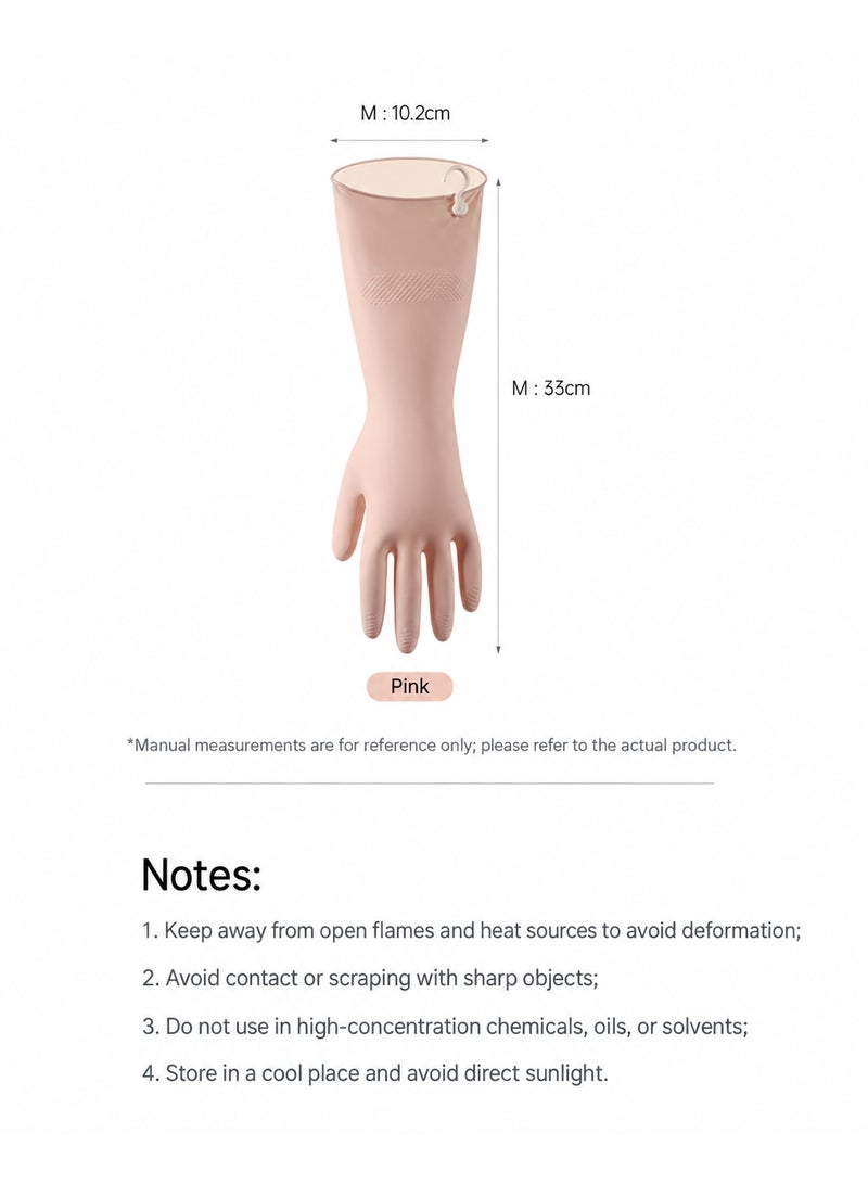 Fasola Dishwashing Gloves, Cleaning Gloves, Kitchen Gloves with Hanging Hooks, Long Waterproof Non-Slip Latex Household Gloves for Washing Dishes, Laundry and Bathroom (Pink, M) - Image 2