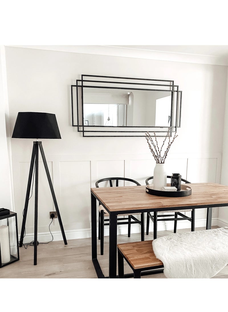 HOME TASTE - TOMSUN Modern Black Metal Rectangular Wall Mirror with Multi-Frame Design - Image 1