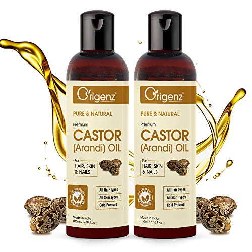 Origenz Natural Castor Oil 200 ml for Hair Care, Moisturized Skin, Face, Eyebrow, Nails, Eyelashes, Belly Button | Cold Pressed Arandi Ka Tel | In Bottle 6.76 oz (100ml X 2) - Image 1