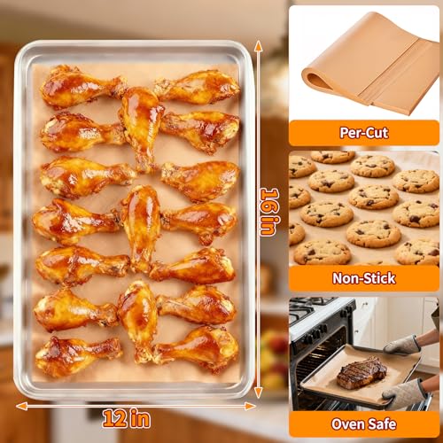 YUANYE 400PCS Parchment Paper Baking Sheets, 12"x16" Unbleached Precut Half Parchment Paper for Baking, Non-Stick Baking Paper for Baking, Grillin, Steaming Bread Cookies, Oven, Air Fryer, Microwave - Image 2