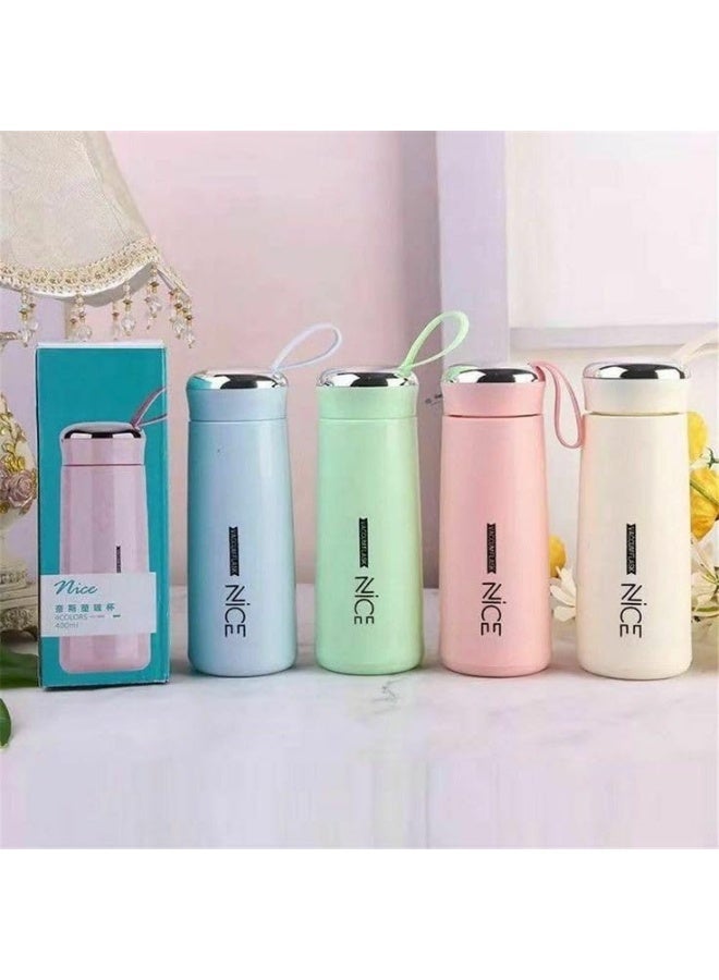NICE Portable Glass Flask – 400ml Leak-proof Water Bottle, Stylish Travel Flask for Hot & Cold Beverages, Durable & Eco-friendly Design,  Emerald green - Image 4