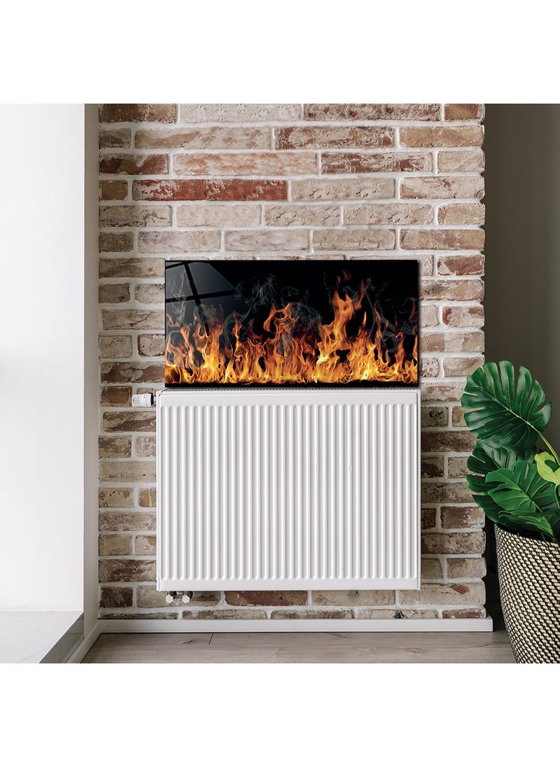 DECORITA Honeycomb Glass Top | Fireplace Flame | 50cm x 100cm  - Image 1