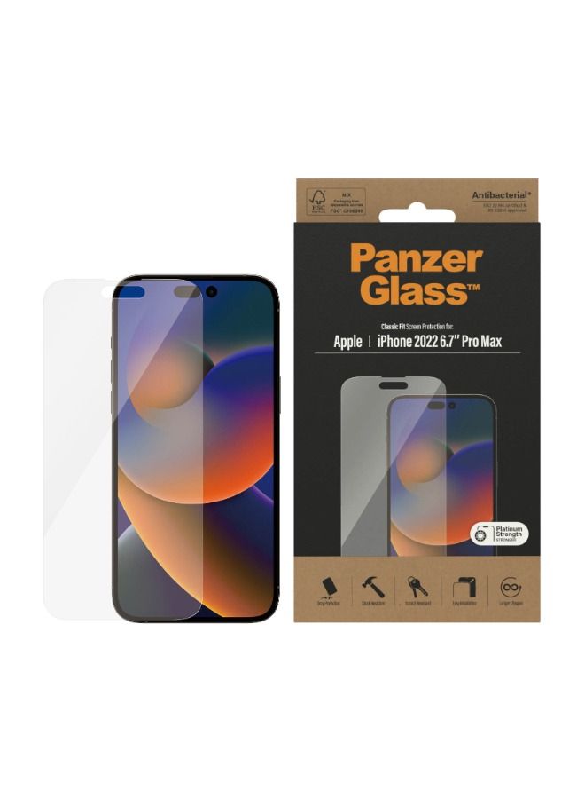 بانزرجلاس واقي الشاشة الكلاسيكي الكلاسيكي لآيفون ١٤ برو ماكس ٢٠٢٢ من بانزر جلاس - ٦,٧ بوصة - شفاف - Image 2