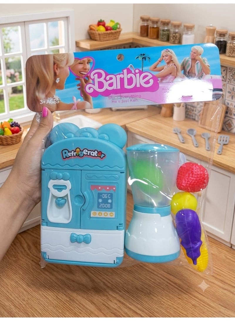 Barbie Kids Kitchen Set - Barbie Kitchen Toy - Kitchen Set with Blender - Kitchen Set with Refrigerator - Kids Blender Toy - Kids Cooking Set - Girls Kitchen Toys - Kids Kitchen Accessories Set - Kids Cooking Toy - Little Chef Toy
