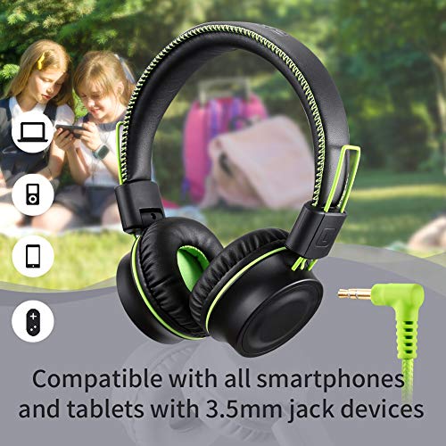 POWMEE M2 Kids Headphones Wired Headphone for Kids,Foldable Adjustable Stereo Tangle-Free,3.5MM Jack Wire Cord On-Ear Headphone for Children/Teens/Girls/School/Kindle/Airplane/Plane/ (Black) - Image 3