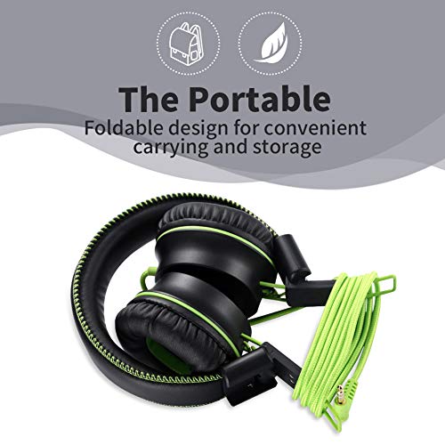 POWMEE M2 Kids Headphones Wired Headphone for Kids,Foldable Adjustable Stereo Tangle-Free,3.5MM Jack Wire Cord On-Ear Headphone for Children/Teens/Girls/School/Kindle/Airplane/Plane/ (Black) - Image 4