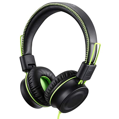 POWMEE M2 Kids Headphones Wired Headphone for Kids,Foldable Adjustable Stereo Tangle-Free,3.5MM Jack Wire Cord On-Ear Headphone for Children/Teens/Girls/School/Kindle/Airplane/Plane/ (Black) - Image 1